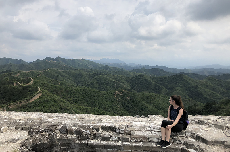 “I’ve always been interested in China because it’s kind of like this place that everyone says is so different from any other country in the world and it’s so far away and it’s kind of like this unknown land,” said Sarah DiPasquale. Here she is at the Great Wall.
